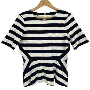 Talbots classic nautical black & white stripe short sleeve top wms sz medium